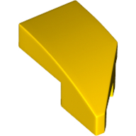 Brick Wedged, Curved 2 x 1 with Stud Notch Left in Yellow