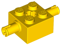 Brick Special 2 x 2 with 2 Pins and Axle Hole in Yellow