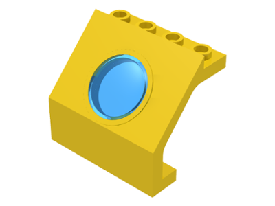 Panel 4 x 3 x 3 with Porthole with Trans Light Blue Glass in Yellow