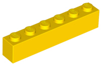 Brick 1 x 6 in Yellow