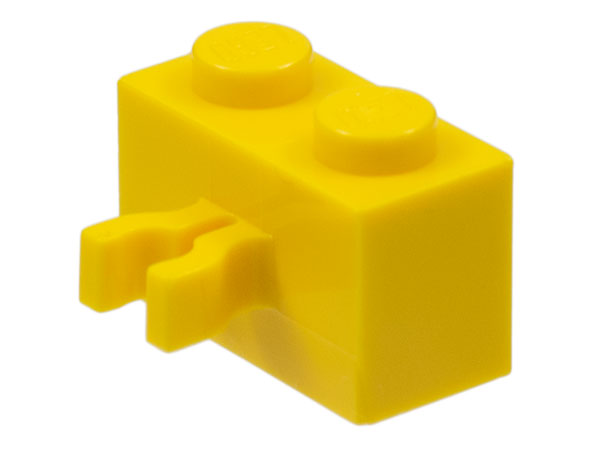 Brick Special 1 x 2 with Vertical Clip [Thick U Clip] in Yellow