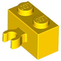 Brick Special 1 x 2 with Vertical Clip [Open O Clip] in Yellow