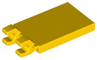 Tile Special 2 x 3 with 2 Clips [Angled Clips] in Yellow