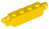 Hinge Brick 1 x 4 Locking with 1 Finger Vertical End and 2 Fingers Vertical End, 9 Teeth in Yellow