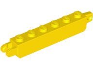 Hinge Brick 1 x 6 Locking with 1 Finger Vertical End and 2 Fingers Vertical End, 9 Teeth in Yellow
