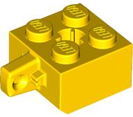 Hinge Brick 2 x 2 Locking with 1 Finger Vertical and Axle Hole [+ Opening] in Yellow