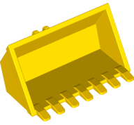 Construction Vehicle Bucket 3 x 6, 9 Hinge Teeth in Yellow