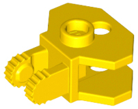Hinge 1 x 2 Locking with 2 Fingers and Towball Socket, 9 Teeth in Yellow