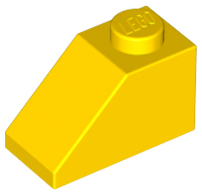 Brick Sloped 45° 2 x 1 with Bottom Pin in Yellow