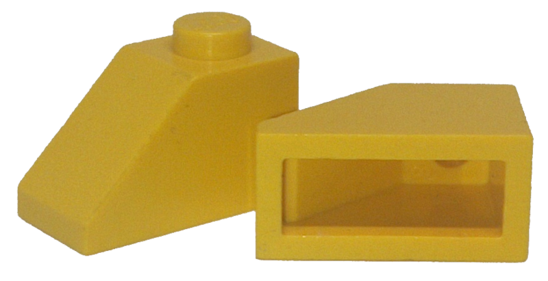 Brick Sloped 45° 2 x 1 without Bottom Pin in Yellow