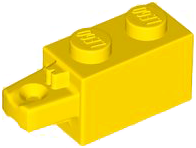 Hinge Brick 1 x 2 Locking with 1 Finger Horizontal End in Yellow