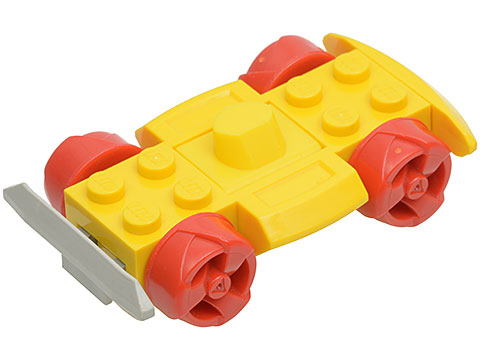 Vehicle Base 4 x 6 Racer Base with Red Wheels in Yellow