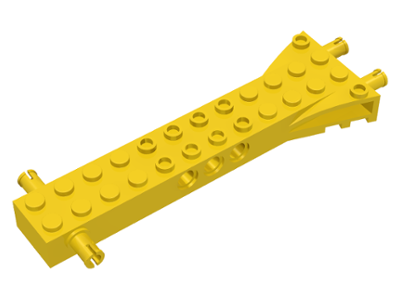 Technic Brick Special 12 x 2 with 2 Side and 2 End Pins, Technic Holes, and 4W Flared End in Yellow