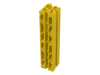Support 2 x 2 x 8 with Grooves, Two Sided Lattice and Top Peg in Yellow