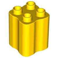 Duplo Brick 2 x 2 x 2 with Indented Sides (Tree Trunk) in Yellow