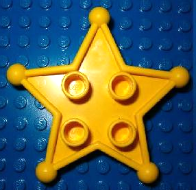 Duplo Sheriff Star with 2 x 2 Studs on Front, and Clip on Back (For Humans) in Yellow