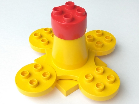 Duplo Merry-Go-Round with Red Cap and Four Seats, and 4 x 4 Base in Yellow