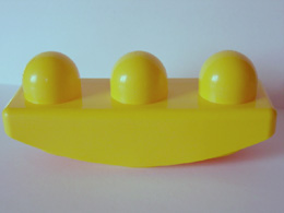 Primo Brick 1 x 3, with Curved Bottom (Rocker) in Yellow