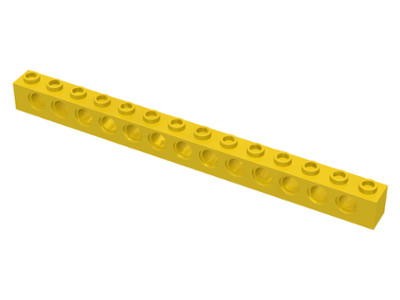 Technic Brick 1 x 14 [13 Pin Holes] in Yellow
