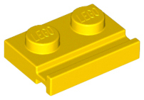 Plate Special 1 x 2 with Door Rail in Yellow