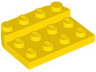 Plate Round Corners Double 3 x 4 with 1 x 4 Raised Edge Studs in Yellow