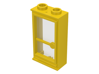 Door 1 x 2 x 3 Left with Hollow Studs, Fixed Glass in Yellow