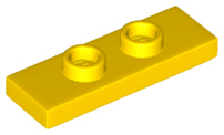 Plate Special 1 x 3 with 2 Studs with Groove and Inside Stud Holder (Jumper) in Yellow
