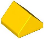 Brick Sloped Double 45° 1 x 1 in Yellow