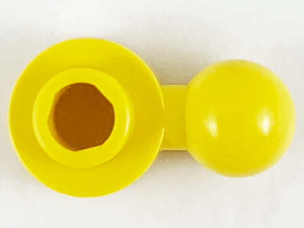 Plate Round 1 x 1 with Towball and Hexagonal Hole [Maxifig Hand] in Yellow