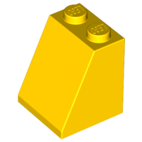 Brick Sloped 65° 2 x 2 x 2 with Bottom Tube in Yellow