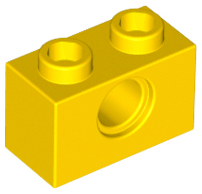 Technic Brick 1 x 2 [1 Pin Hole] in Yellow