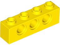 Technic Brick 1 x 4 [3 Pin Holes] in Yellow