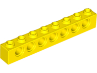 Technic Brick 1 x 8 [7 Pin Holes] in Yellow