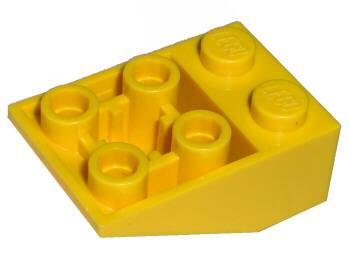 Brick Sloped Inverted 33° 3 x 2, Connections between Studs, Ovoid Bottom Pin in Yellow