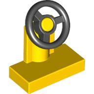 Steering Stand 1 x 2 with Black Steering Wheel in Yellow