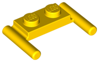 Plate Special 1 x 2 with Handles [Flat Ends / Low Attachment] in Yellow