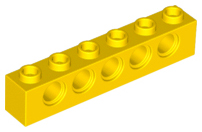 Technic Brick 1 x 6 [5 Pin Holes] in Yellow