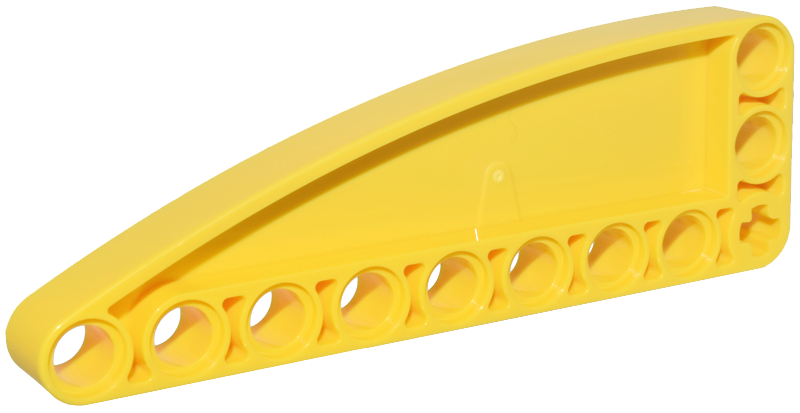 Technic Beam 9 x 3 L-Shape with Quarter Ellipse Thick in Yellow