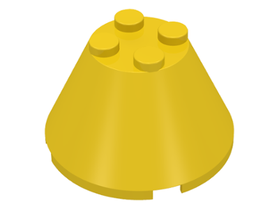 Cone 4 x 4 x 2, No Axle Hole in Yellow