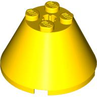 Cone 4 x 4 x 2, Axle Hole [Plain] in Yellow