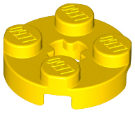 Plate Round 2 x 2 with Axle Hole Type 1 (+ Opening) in Yellow