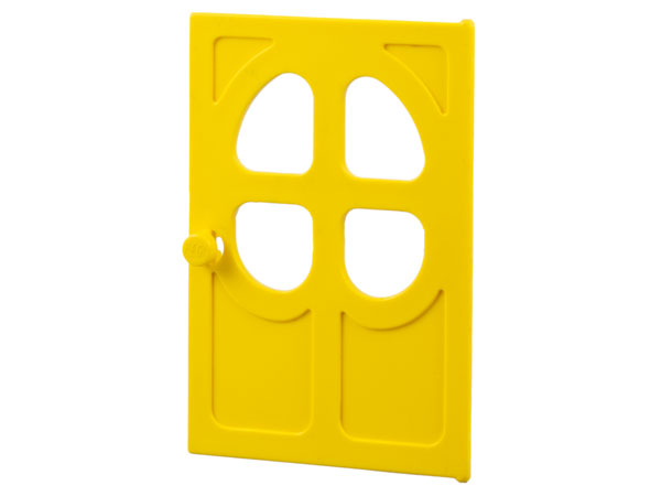 Fabuland, Door 1 x 6 x 7 with Round pane in 4 sections in Yellow