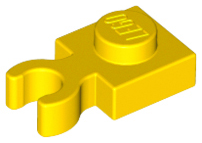 Plate Special 1 x 1 with Clip Vertical [Thick Open O Clip] in Yellow