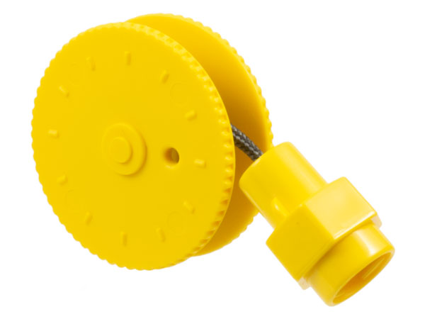 Duplo Winch Drum Narrow with Gray String and Yellow Over-the-Stud-Size Hexagonal Fitting in Yellow
