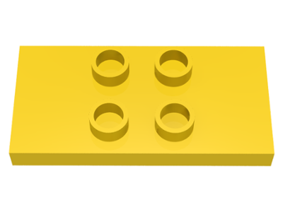 Duplo Plate 2 x 4 x 1/3 with 4 Center Studs [Thin] in Yellow
