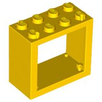 Window 2 x 4 x 3 Frame with Solid Studs in Yellow