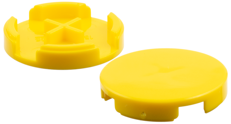 Tile Round 2 x 2 with Bottom Cross in Yellow