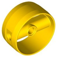 Technic Cylinder 4 x 4 with Pin Holes and Centre Bar, Closed Sides on Bar in Yellow