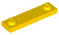 Plate Special 1 x 4 with 2 Studs with Groove [New Underside] in Yellow
