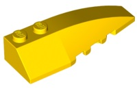 Brick Wedged, Curved 6 x 2 Right, Inner Ridges in Yellow
